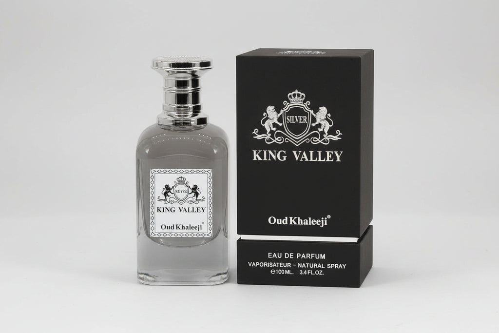 "Oud Khaleeji KING VALLEY SILVER EDP 100ml Perfume - A Silver Symphony of Opulence, Elegance, and Timeless Fragrance"
