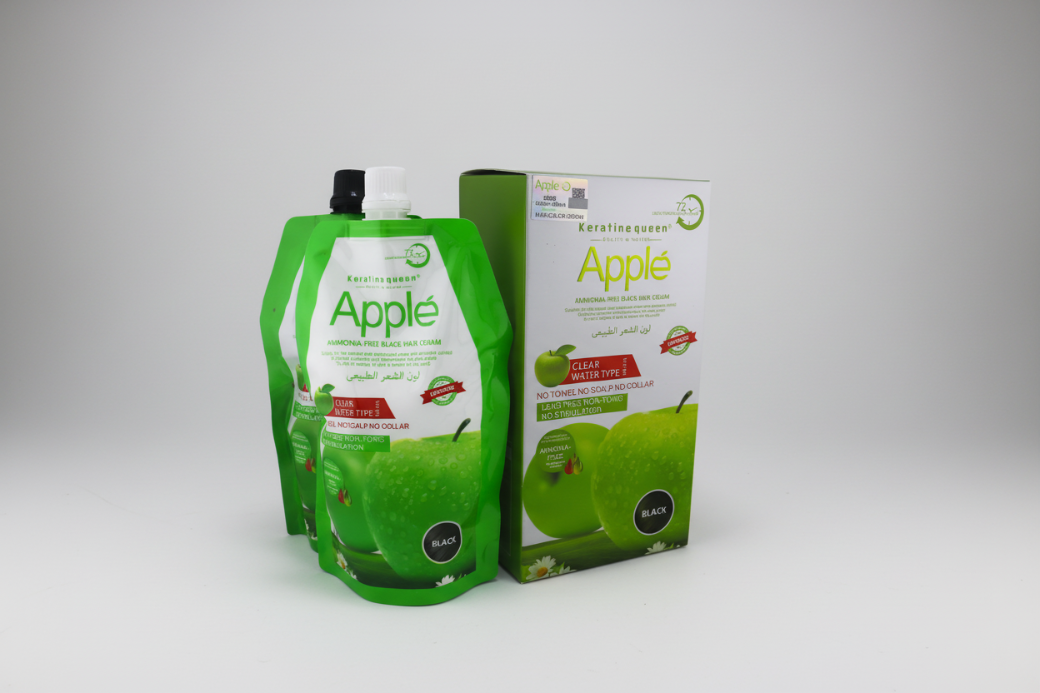 Keratine Queen Apple Ammonia-Free Black Hair Cream 72 (Clear Water Type) 500ml + 500ml A gentle hair color cream that gives natural black results without irritation. Its ammonia-free and non-toxic