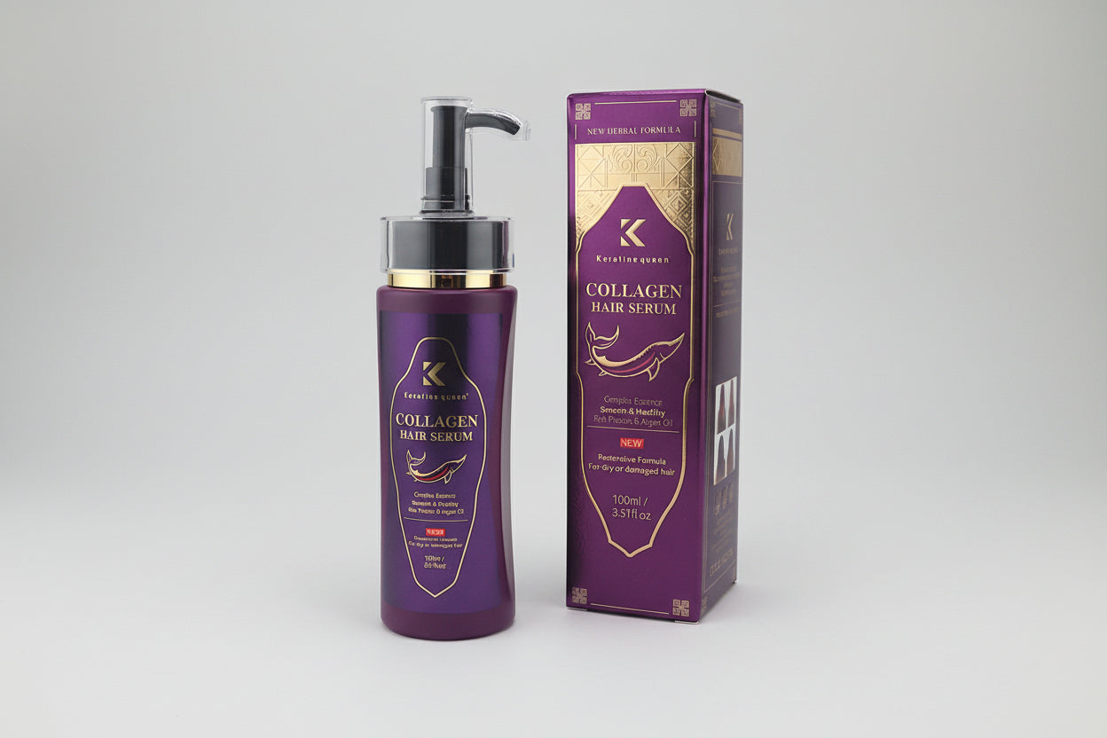 Keratine queen Collagen Hair Serum, 100ml, Restorative Formula for Dry or Damaged Hair, Rich Protein & Argan Oil, New Herbal Formula, Complex Essence, 3.51 fl.oz