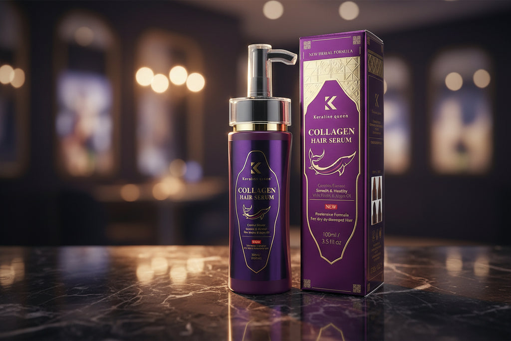 Keratine queen Collagen Hair Serum, 100ml, Restorative Formula for Dry or Damaged Hair, Rich Protein & Argan Oil, New Herbal Formula, Complex Essence, 3.51 fl.oz