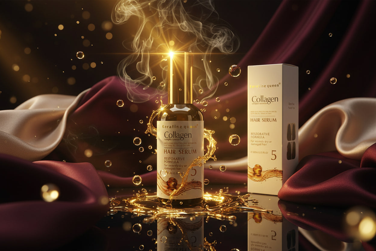 Keratine Queen Collagen Complex Essence Hair Serum, Restorative Formula with Rich Protein and Argan Oil for Severely Dry or Damaged Hair, 100ml/3.51fl.oz