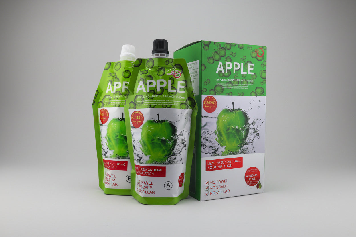 Apple No Ammonia Black Cream, Lead Free Non-Toxic Hair Coloring, Ammonia-Free Formula, No Towel No Scalp No Collar, Improved Formula 2025