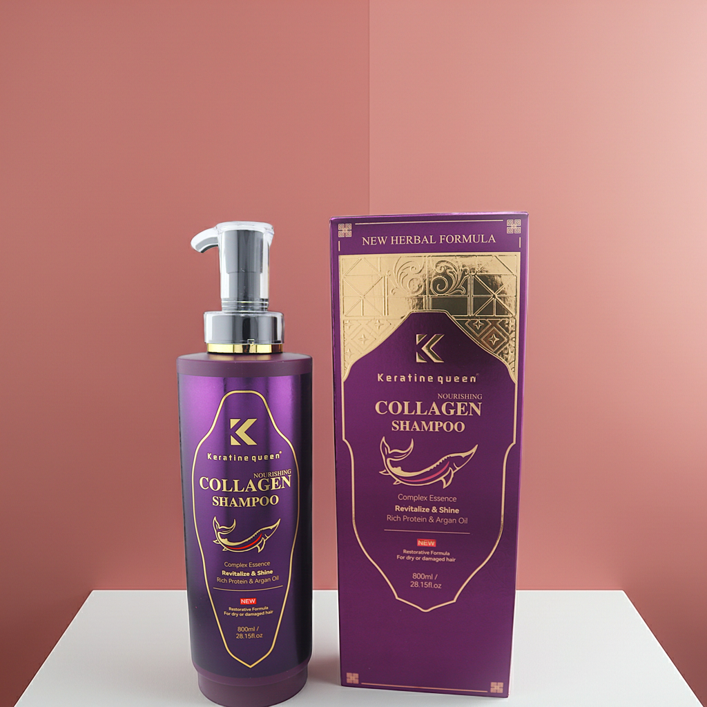 Keratine Queen Nourishing Collagen Shampoo, Restorative Formula for Dry or Damaged Hair, Rich Protein & Argan Oil, 800ml/28.15fl.oz