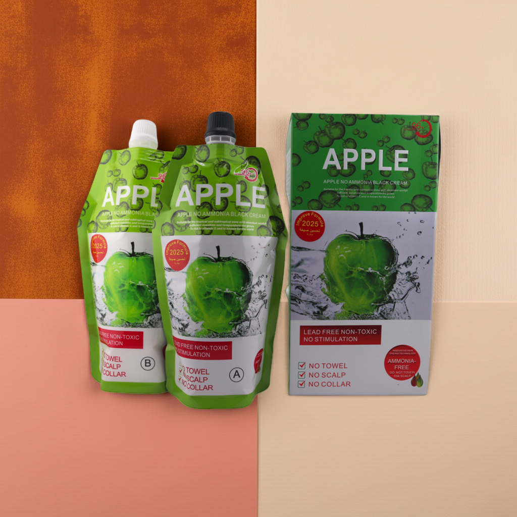 Apple No Ammonia Black Cream, Lead Free Non-Toxic Hair Coloring, Ammonia-Free Formula, No Towel No Scalp No Collar, Improved Formula 2025