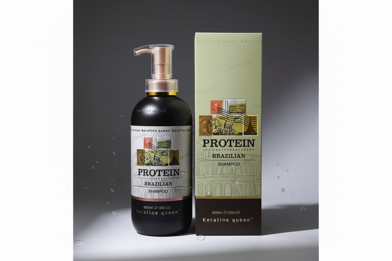 Keratine queen protein Brazilian Shampoo 800ML vitamin B3,B5,B6 Silicon Free, Paraben Free, Sulfate Free